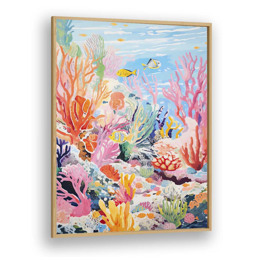 Deep Ocean II  Kids Paintings in Oak Wood Plain Frame