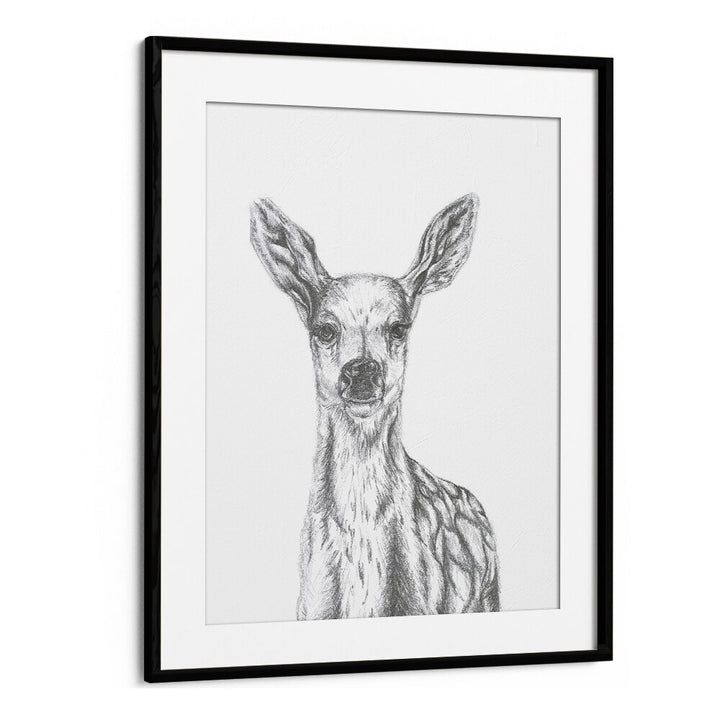 Deer  Kids Paintings in Black Frame With Mount