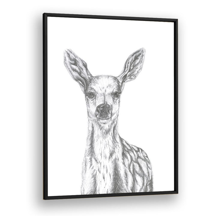 Deer  Kids Paintings in Black Plain Frame