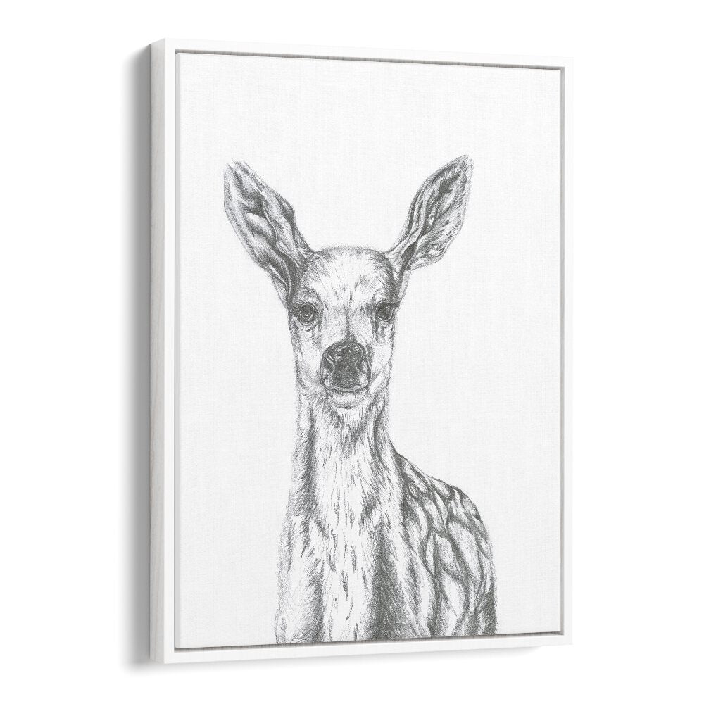 Deer  Kids Paintings in White Floater Frame