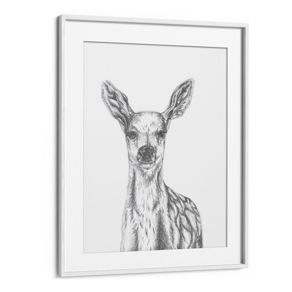 Deer  Kids Paintings in White Frame With Mount