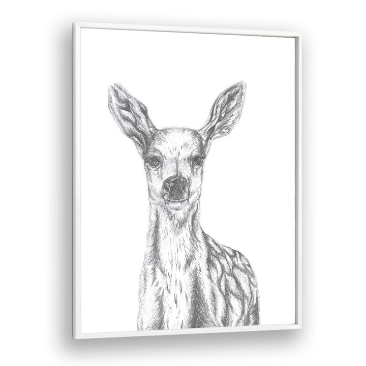 Deer  Kids Paintings in White Plain Frame