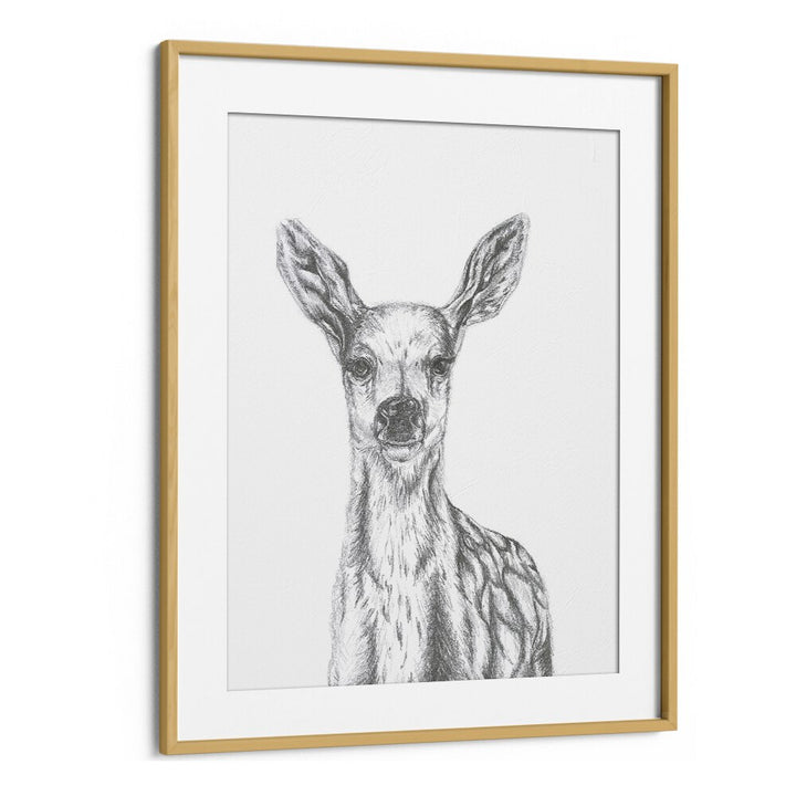 Deer  Kids Paintings in Oak Wood Frame With Mount