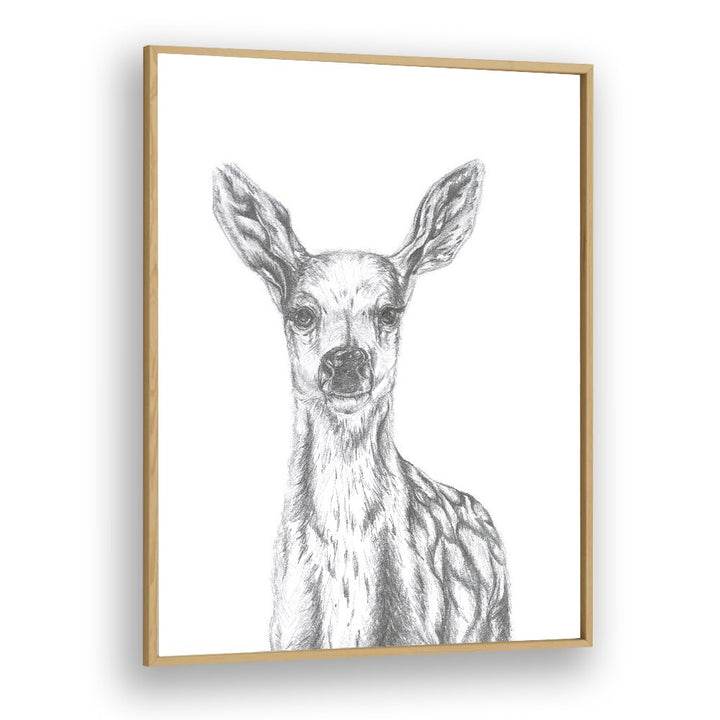 Deer  Kids Paintings in Oak Wood Plain Frame