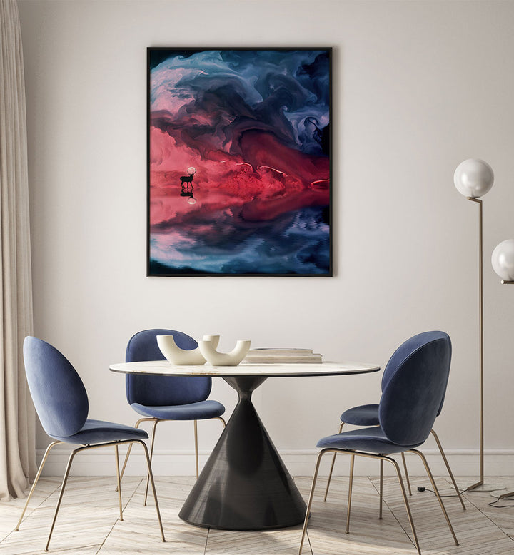 DEER MOON ABSTRACT , SURREAL ART PRINTS