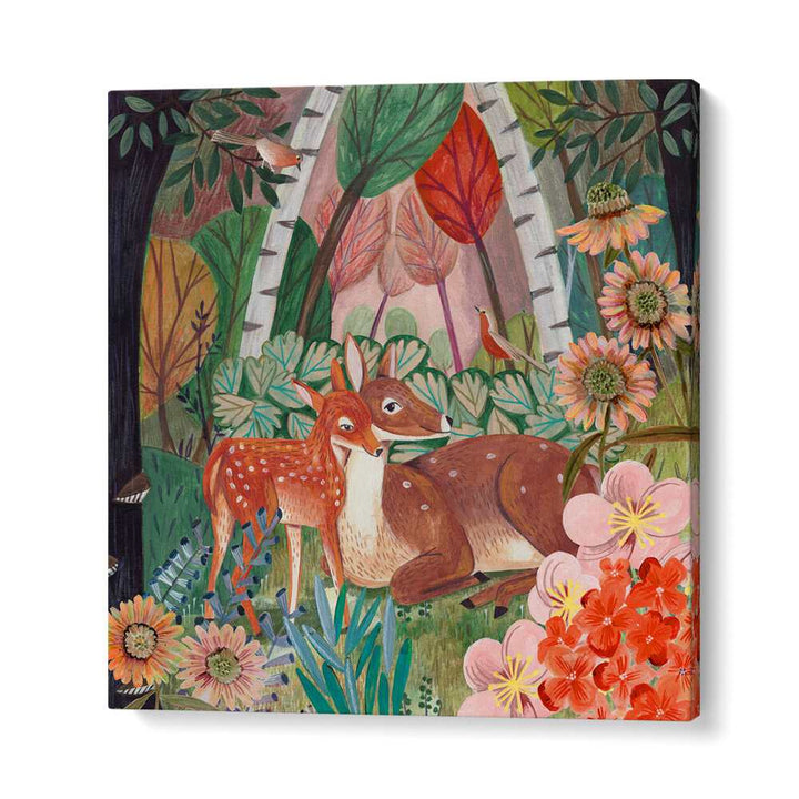 Deer in the Forest By Caroline Bonne Muller Wildlife Painting in Gallery Wrap