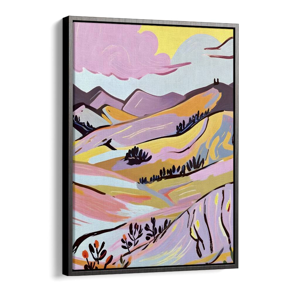 Delicious Landscape By Uma Gokhale Landscape Art Prints in Black Floater Frame