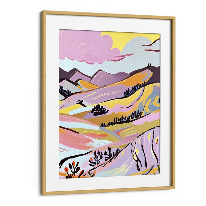 Delicious Landscape By Uma Gokhale Landscape Art Prints in Oak Wood Frame With Mount