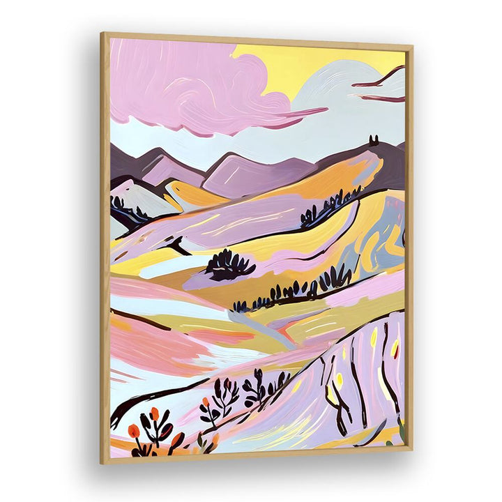 Delicious Landscape By Uma Gokhale Landscape Art Prints in Oak Wood Plain Frame