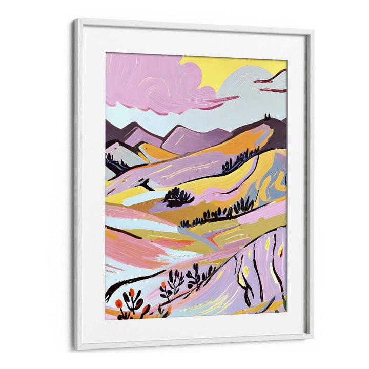 Delicious Landscape By Uma Gokhale Landscape Art Prints in White Frame With Mount