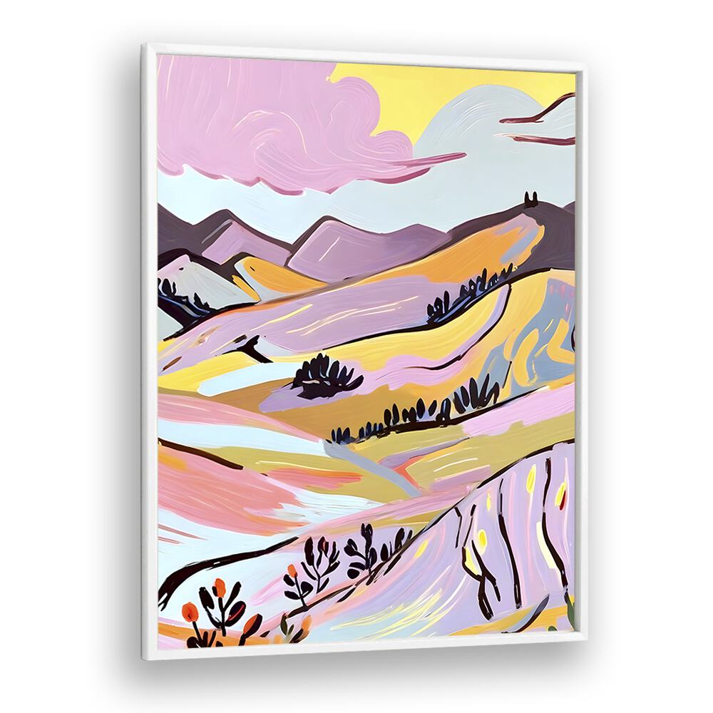 Delicious Landscape By Uma Gokhale Landscape Art Prints in White Plain Frame