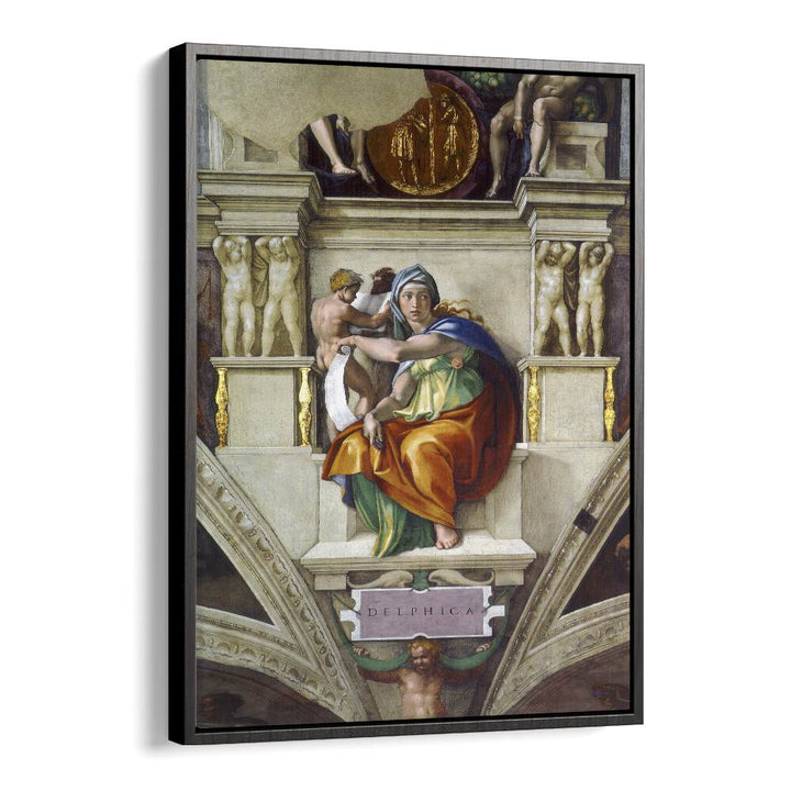 Delphic Sibyl Circa 1509 Vintage Paintings in Black Floater Frame