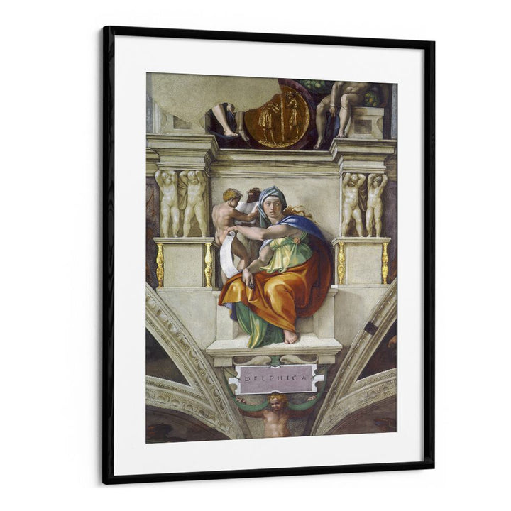 Delphic Sibyl Circa 1509 Vintage Paintings in Black Frame With Mount