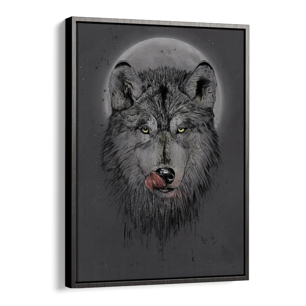 Dinner Time Dark By Balazs Solti Wildlife Art Prints in Black Floater Frame