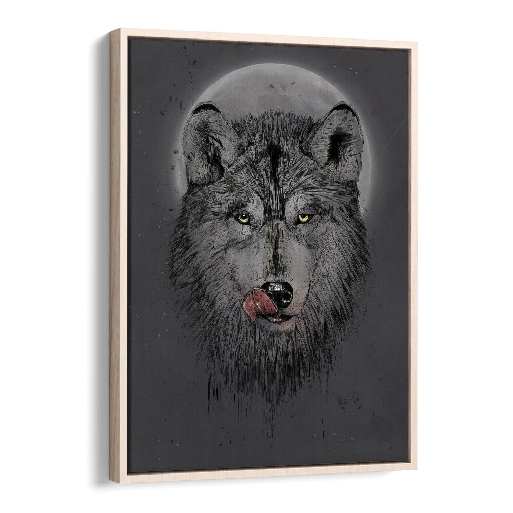 Dinner Time Dark By Balazs Solti Wildlife Art Prints in Oak Wood Floater Frame