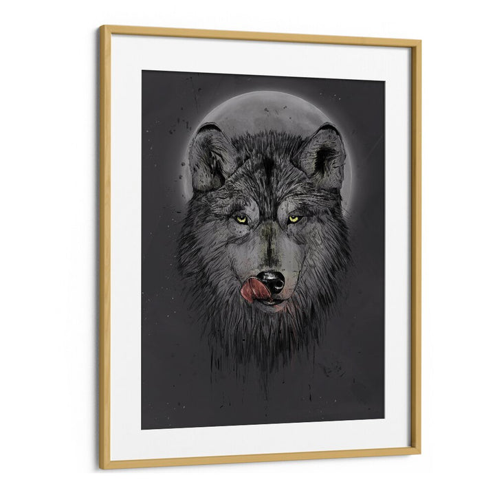 Dinner Time Dark By Balazs Solti Wildlife Art Prints in Oak Wood Frame With Mount