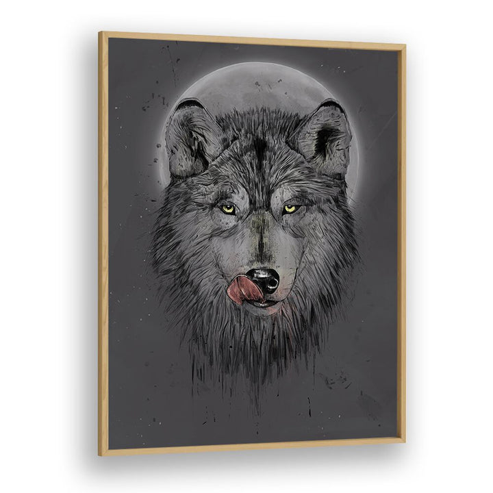 Dinner Time Dark By Balazs Solti Wildlife Art Prints in Oak Wood Plain Frame