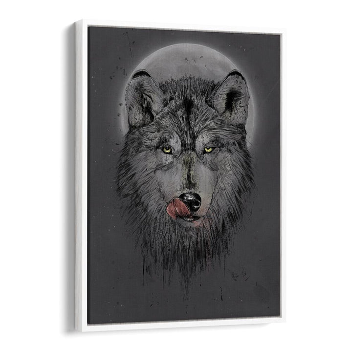 Dinner Time Dark By Balazs Solti Wildlife Art Prints in White Floater Frame