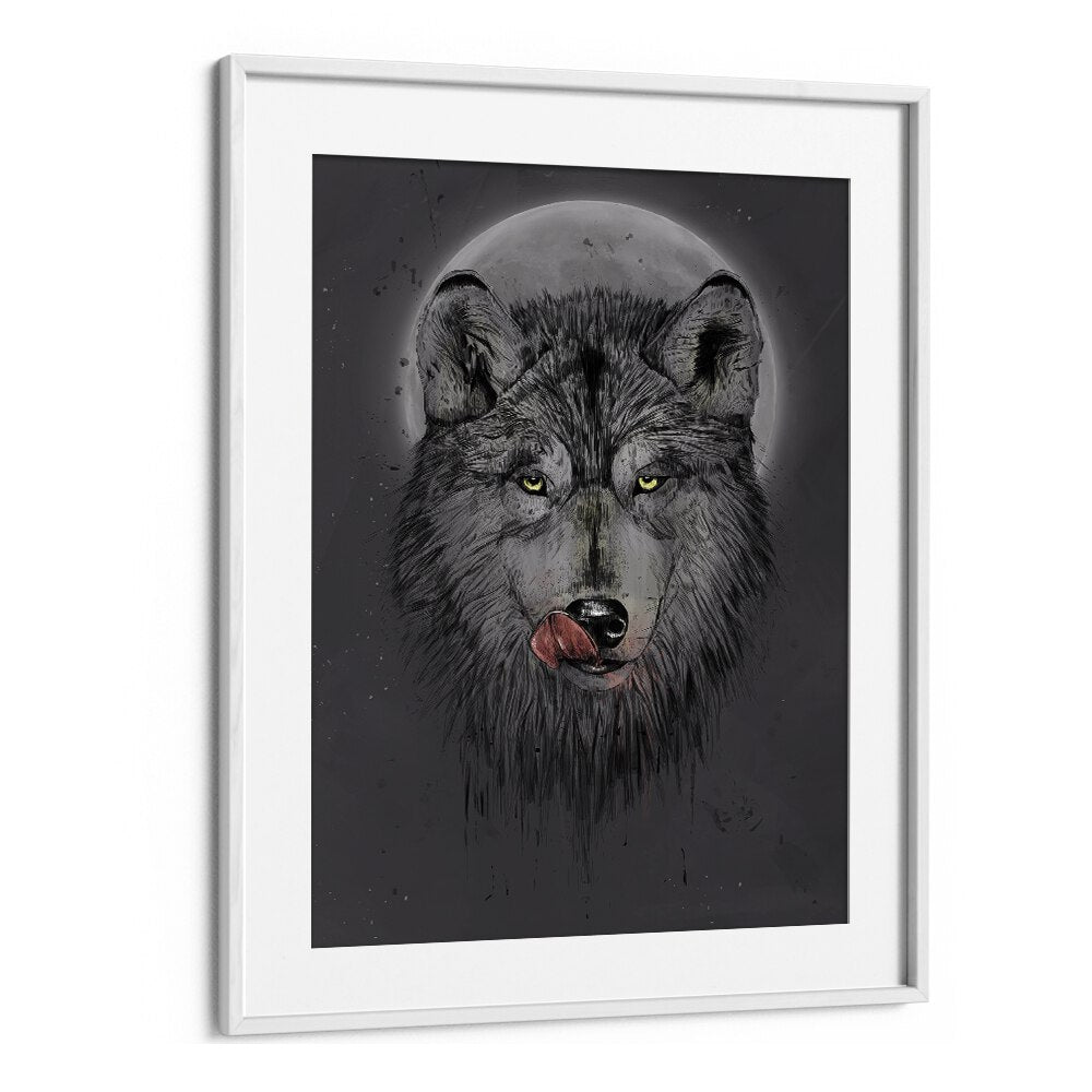 Dinner Time Dark By Balazs Solti Wildlife Art Prints in White Frame With Mount