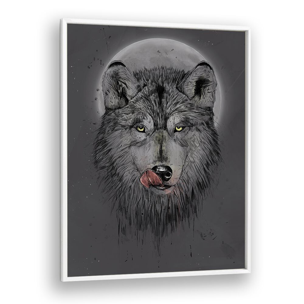 Dinner Time Dark By Balazs Solti Wildlife Art Prints in White Plain Frame