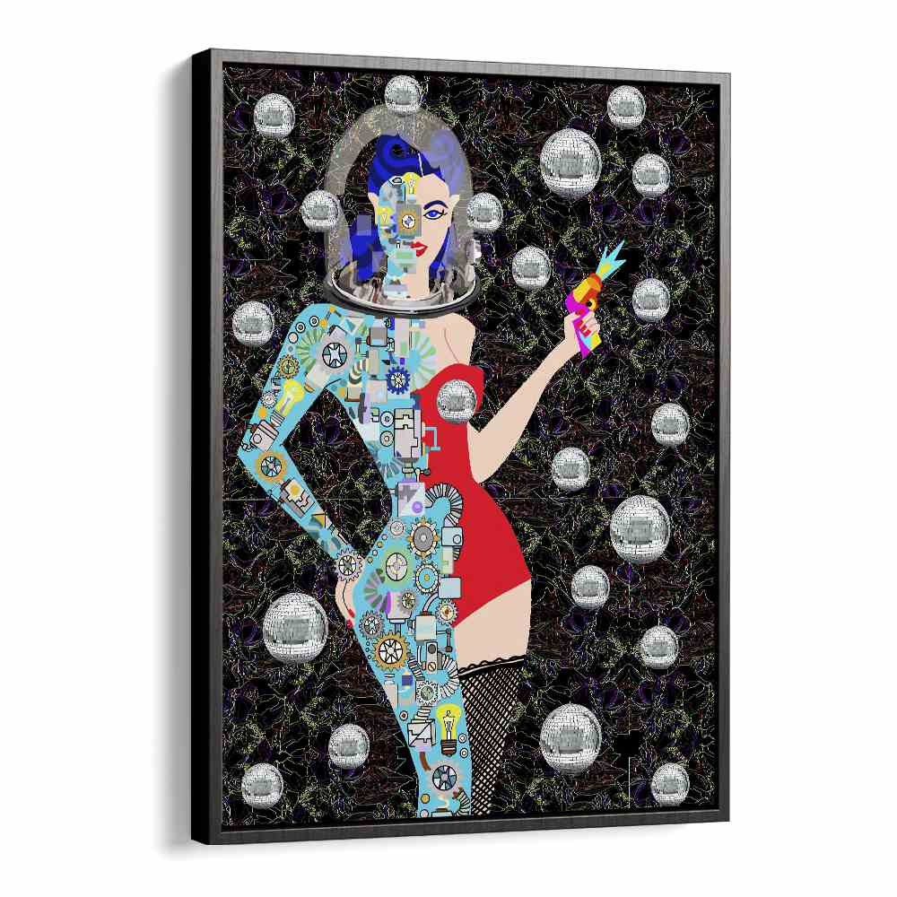 Disco Alien By Lynnda Rakos Pop Art Paintings Pop Art Prints in Black Floater Frame