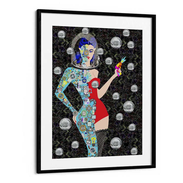 Disco Alien By Lynnda Rakos Pop Art Paintings Pop Art Prints in Black Frame With Mount