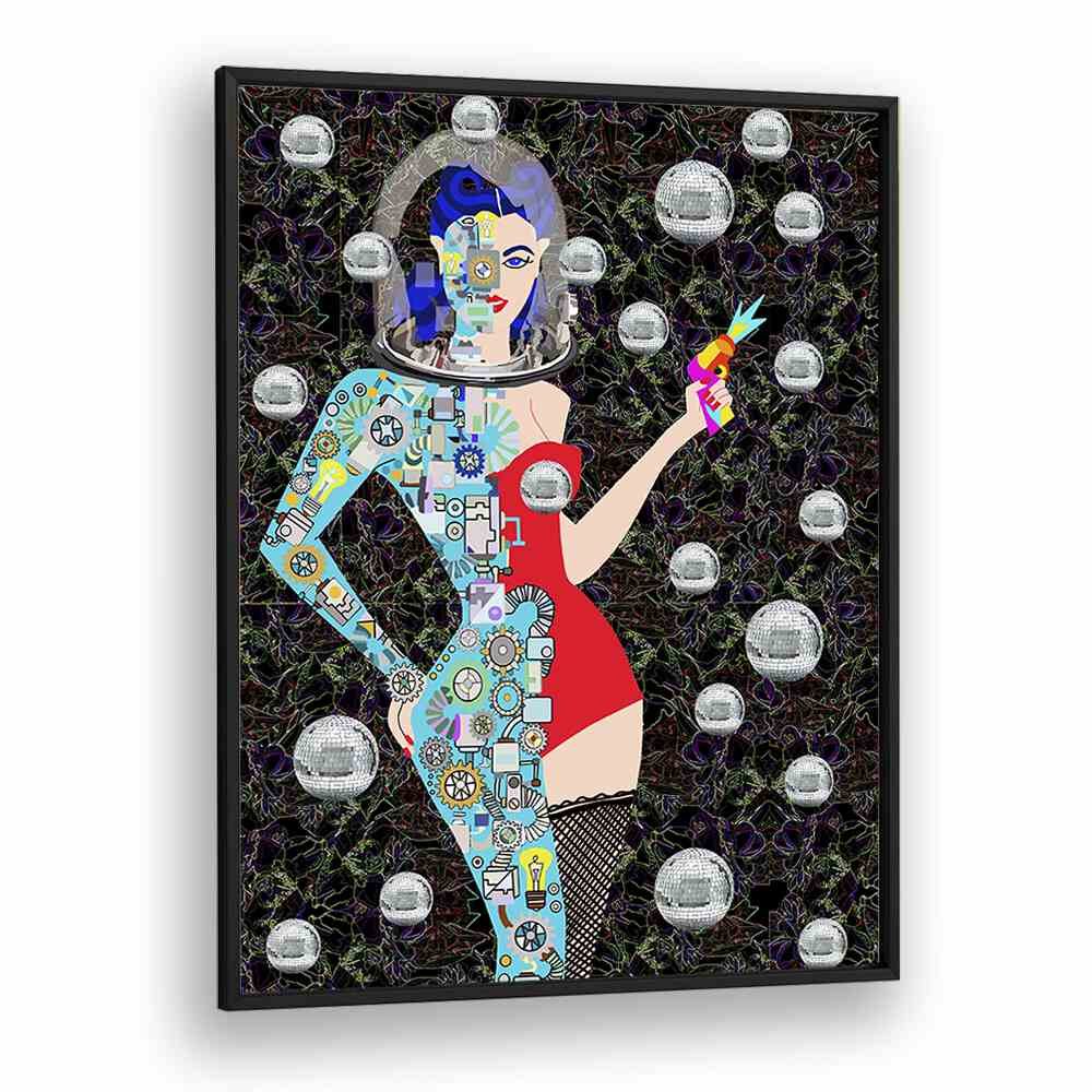 Disco Alien By Lynnda Rakos Pop Art Paintings Pop Art Prints in Black Plain Frame