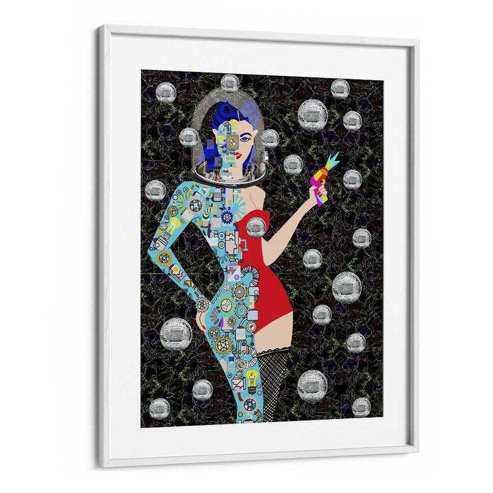 Disco Alien By Lynnda Rakos Pop Art Paintings Pop Art Prints in White Frame With Mount