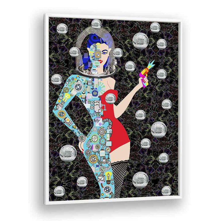 Disco Alien By Lynnda Rakos Pop Art Paintings Pop Art Prints in White Plain Frame