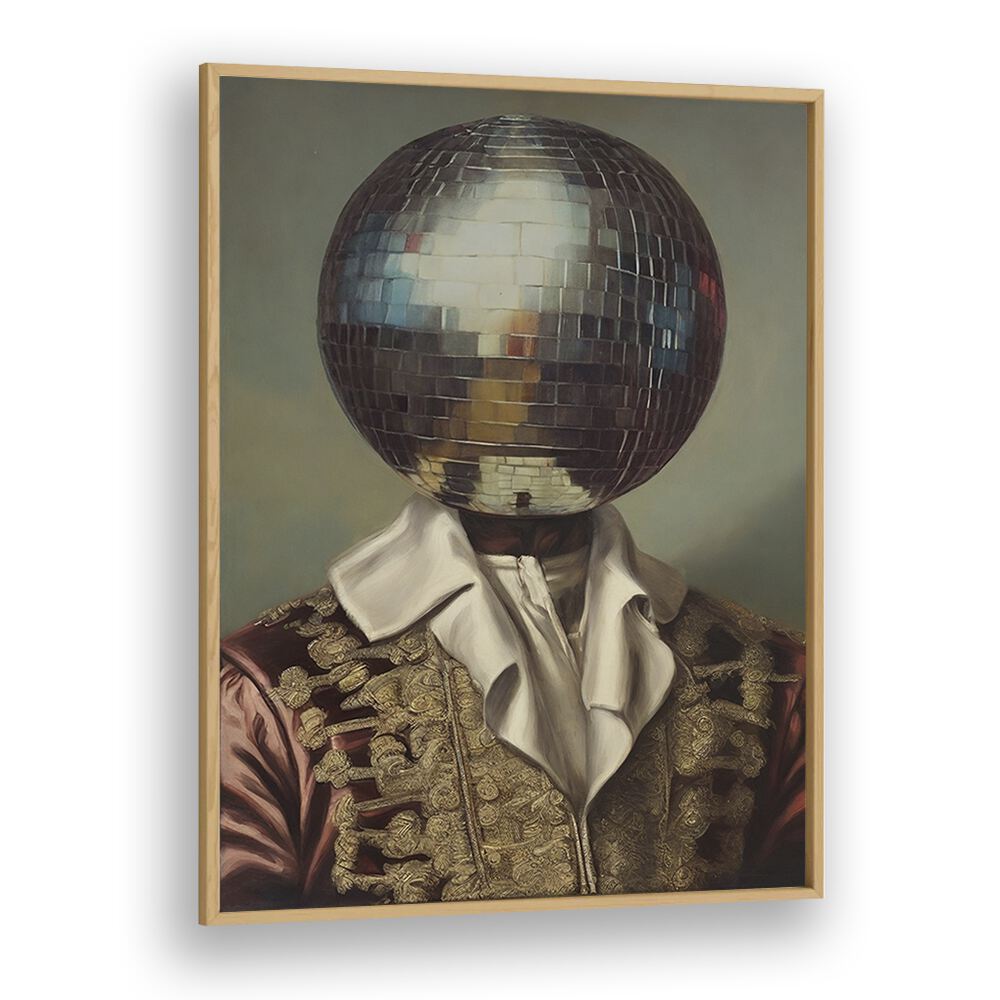 Disco Head King by the Art Concept Altered Art Prints in Oak Wood Plain Frame