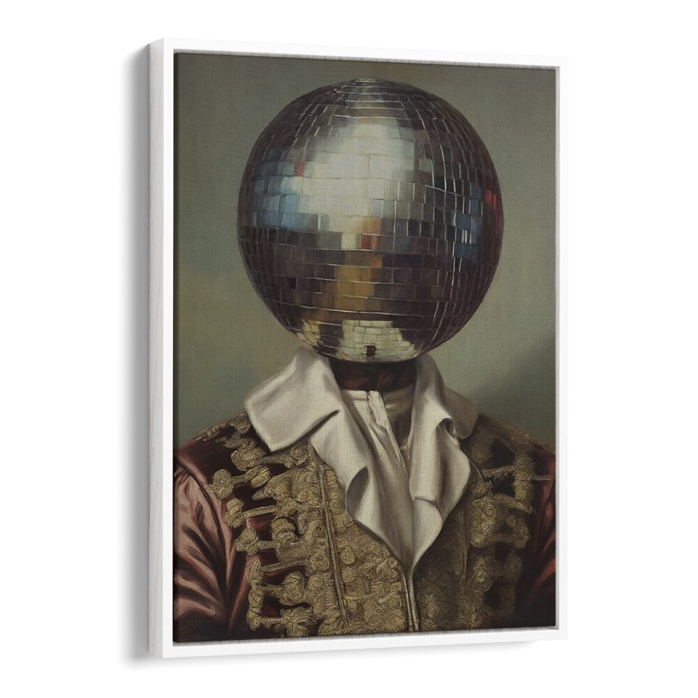 Disco Head King by the Art Concept Altered Art Prints in White Floater Frame