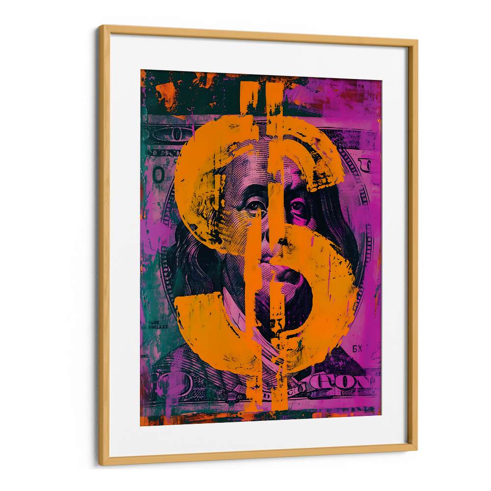 Dollar Pop Art Movie Posters in Oak Wood Frame With Mount