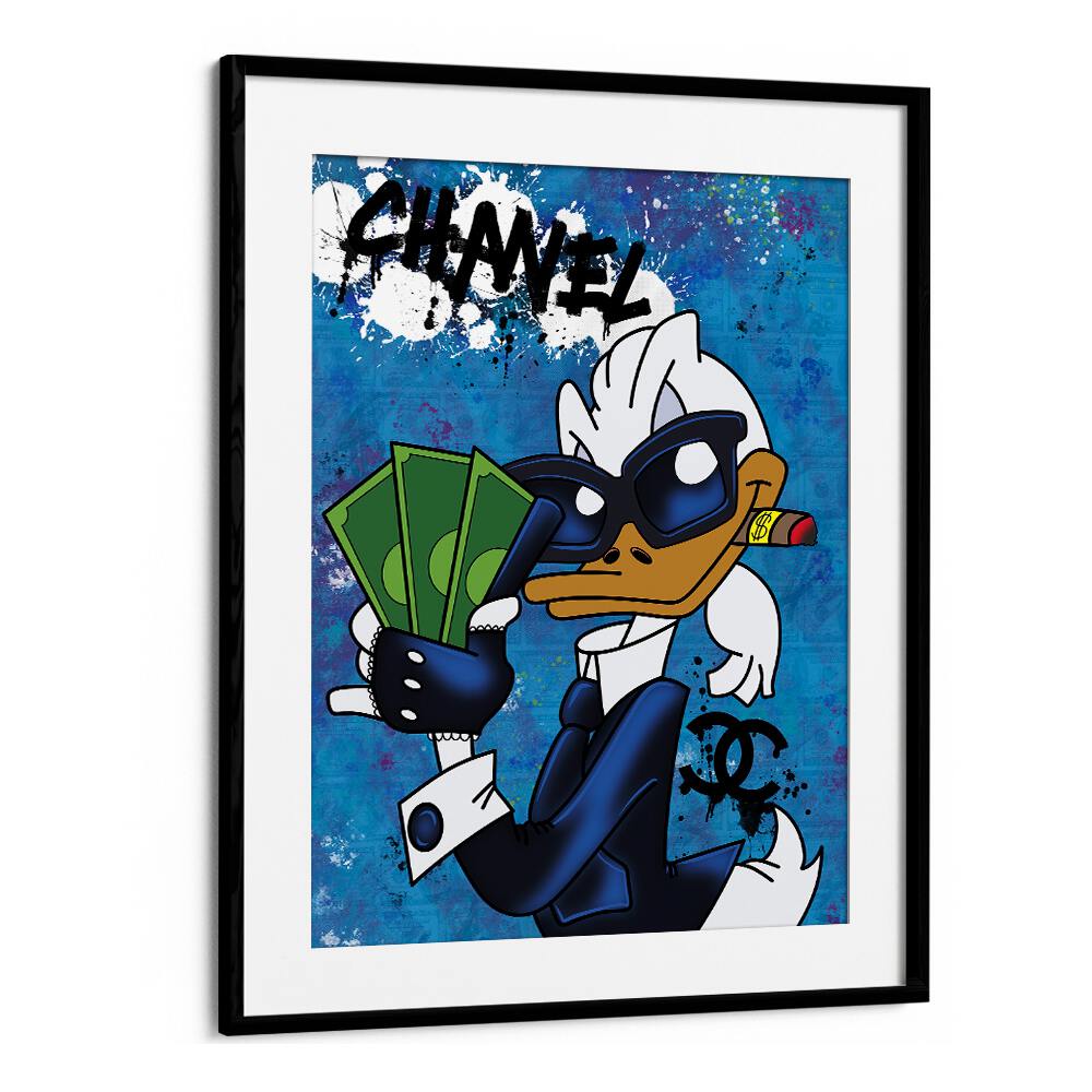 Donald X Chanel Comic Wall Art Comic Posters in Black Frame With Mount