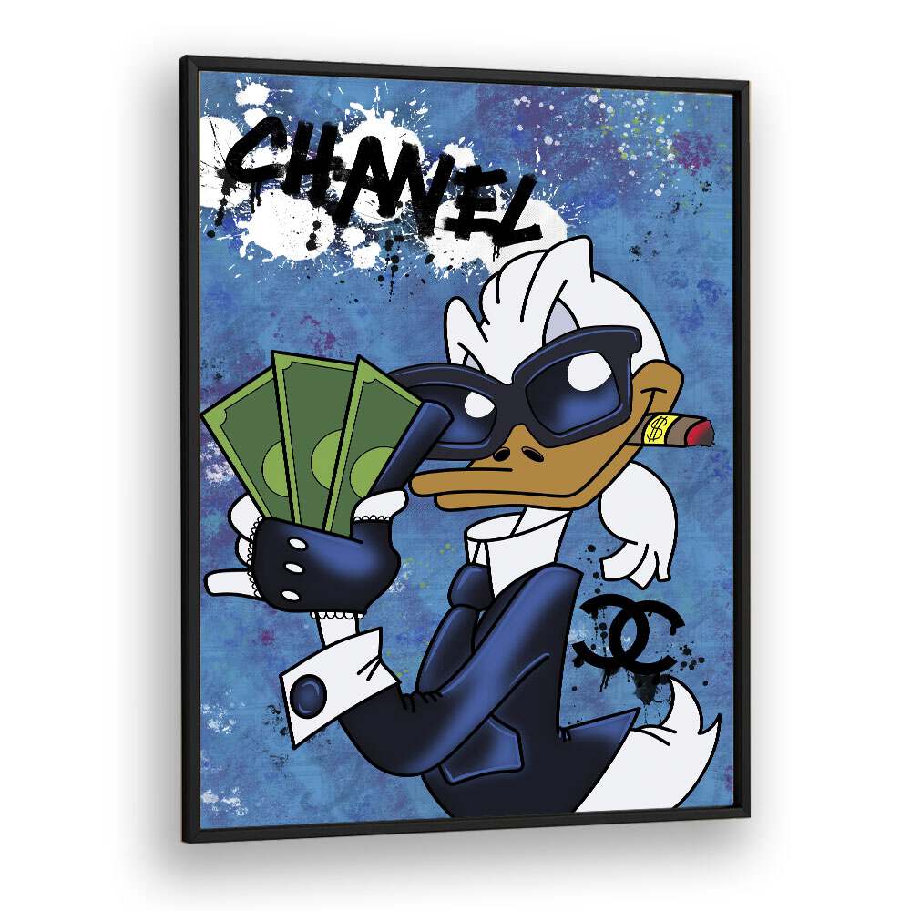 Donald X Chanel Comic Wall Art Comic Posters in Black Plain Frame