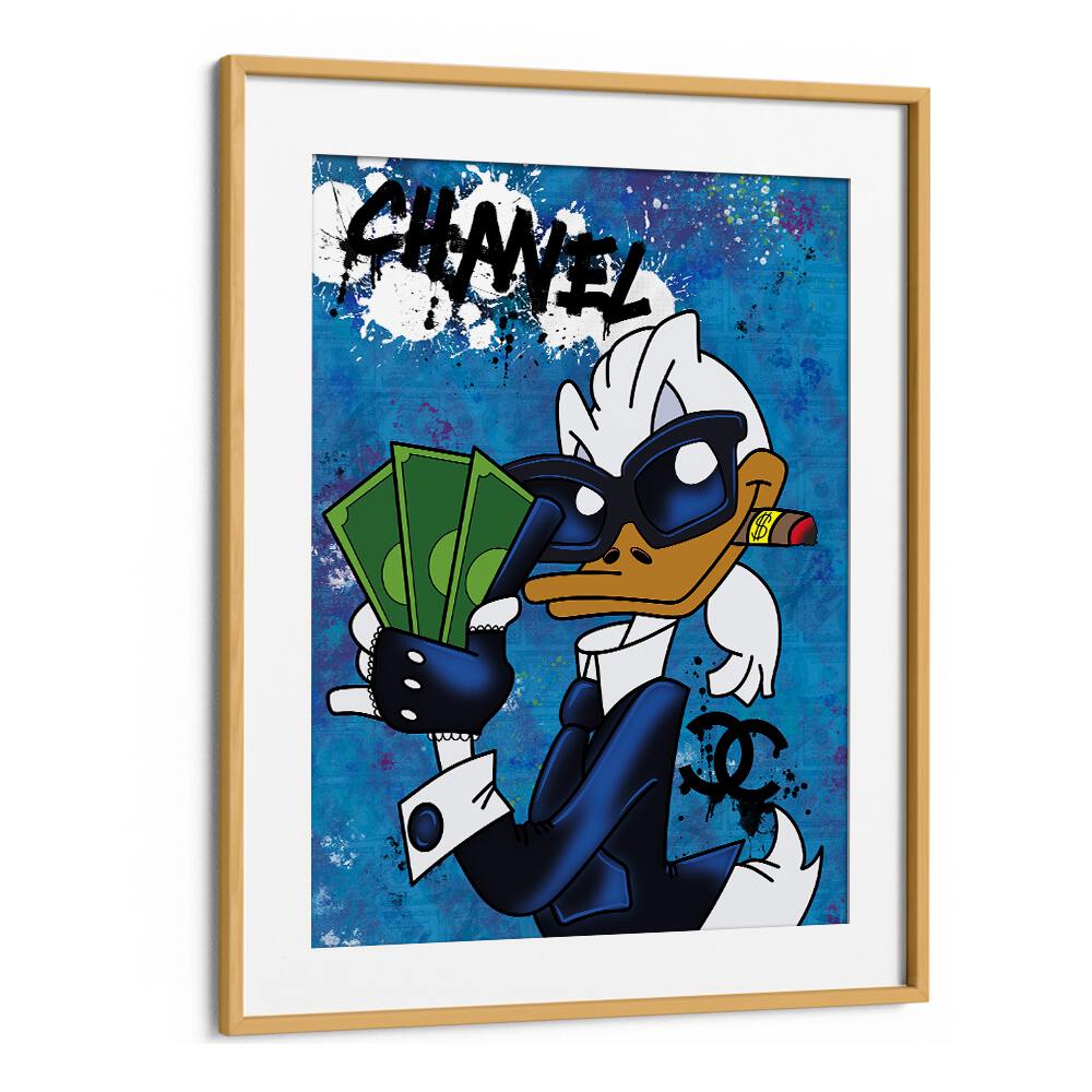 Donald X Chanel Comic Wall Art Comic Posters in Oak Wood Frame With Mount