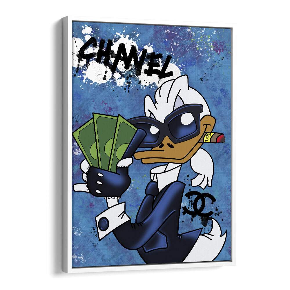 Donald X Chanel Comic Wall Art Comic Posters in White Floater Frame