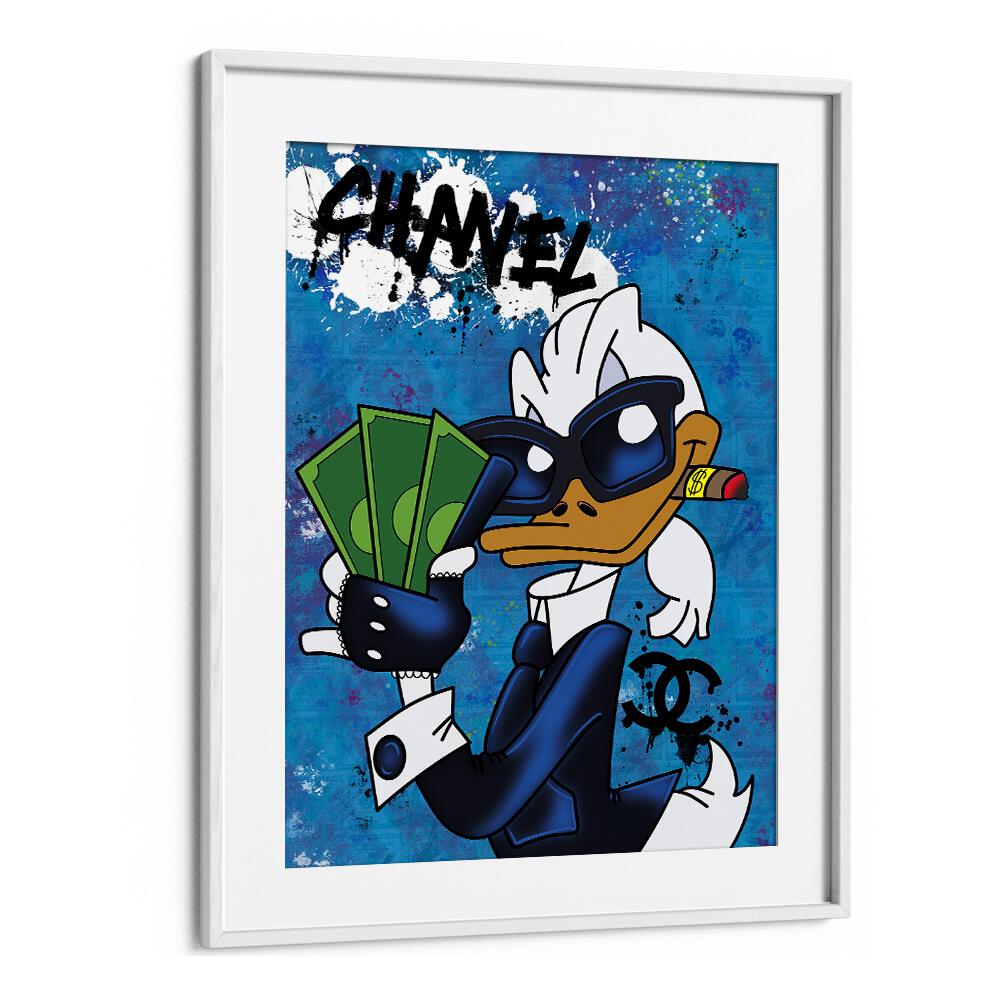 Donald X Chanel Comic Wall Art Comic Posters in White Frame With Mount