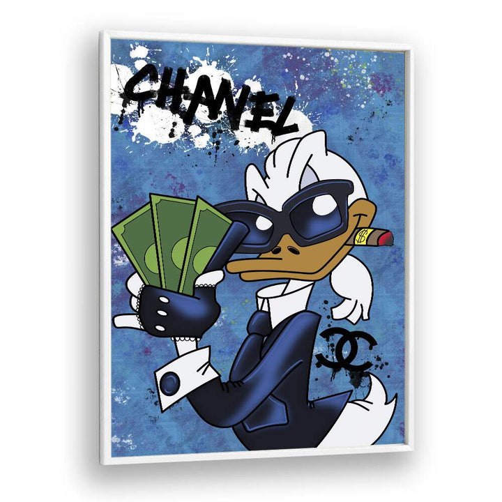 Donald X Chanel Comic Wall Art Comic Posters in White Plain Frame