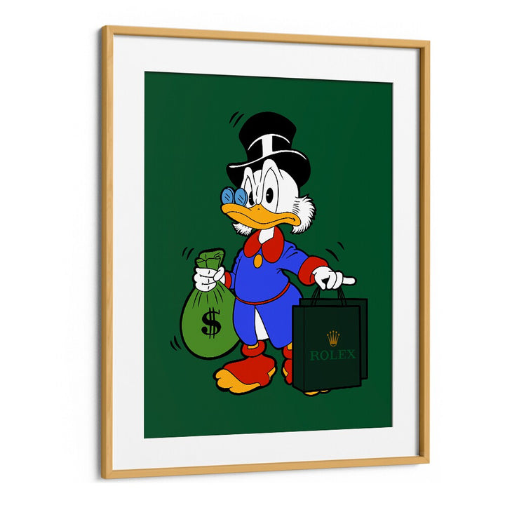 Donald X Rolex Comic Wall Art Comic Posters in Oak Wood Frame With Mount