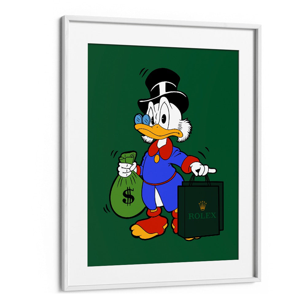 Donald X Rolex Comic Wall Art Comic Posters in White Frame With Mount