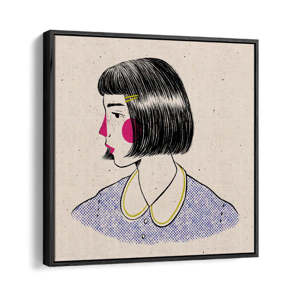 Doodle Portrait By Julia Leister Women Illustration Paintings in Black Floater Frame