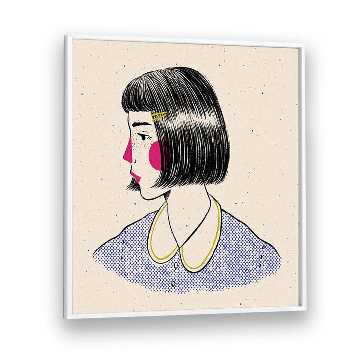 Doodle Portrait By Julia Leister Women Illustration Paintings in White Plain Frame