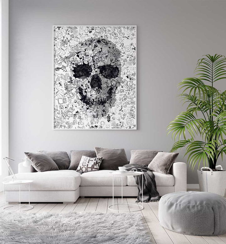 DOODLE SKULL , SURREAL ART PRINTS