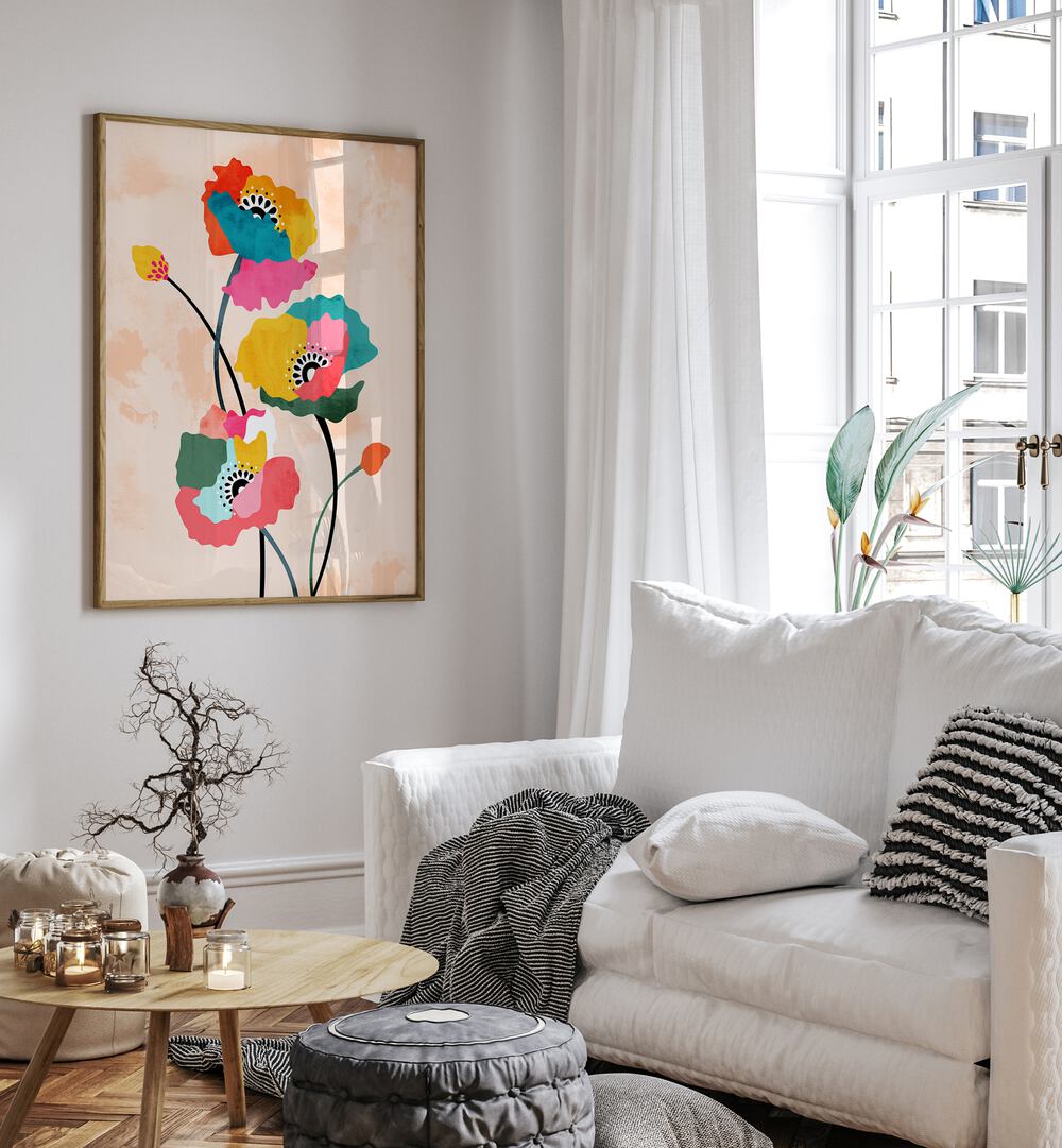 Vibrant DOPAMINE FLORAL , FLORAL FLOWER PAINTINGS by Uma Gokhale brighten living spaces with nature's beauty.
