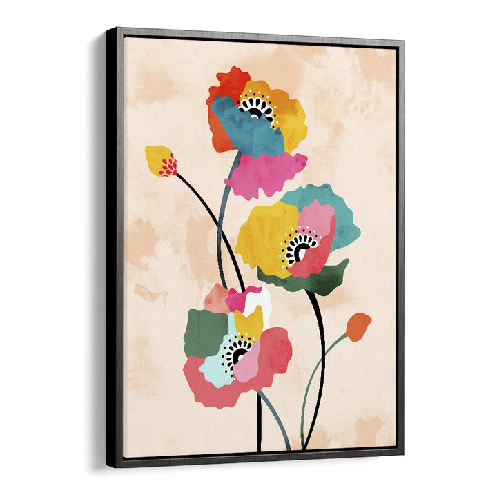 Dopamine Floral By Uma Gokhale Botanical Paintings in Black Floater Frame