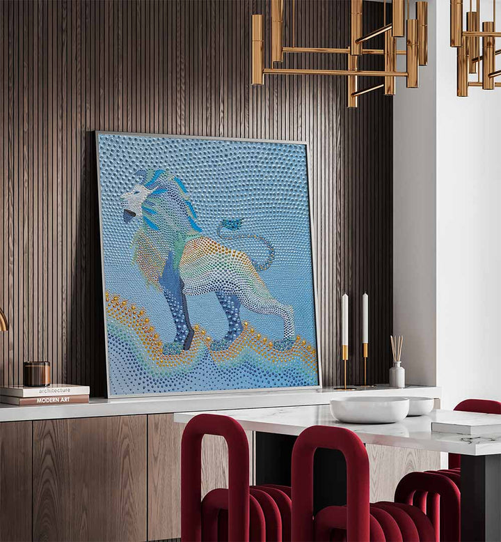 Dotted Majesty Lion, animal paintings showcase vibrant colors and textures, perfect for enhancing your home decor.