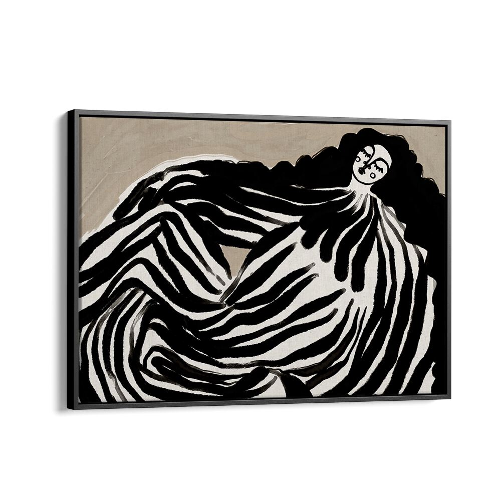 Dream Girl By Treechild Women Illustration Art Prints in Black Floater Frame