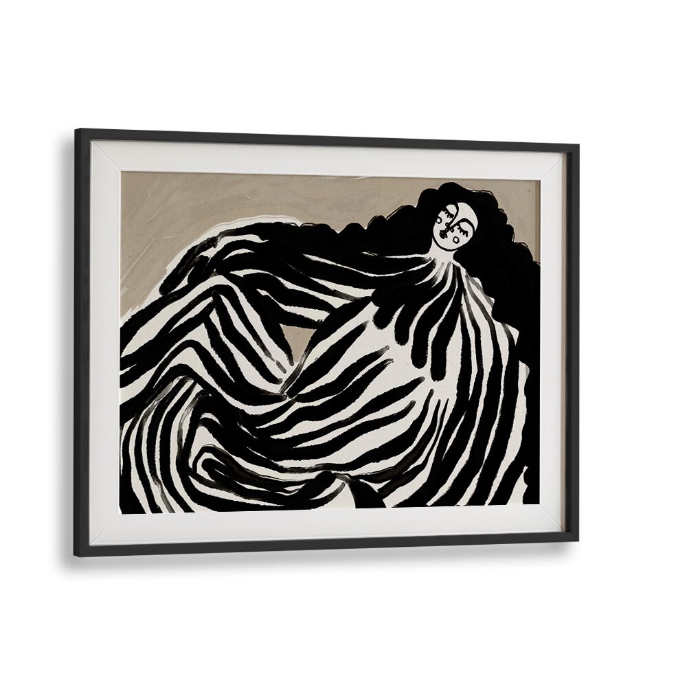 Dream Girl By Treechild Women Illustration Art Prints in Black Frame With Mount