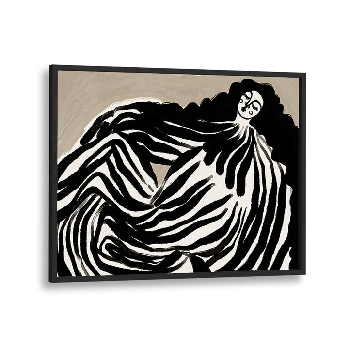 Dream Girl By Treechild Women Illustration Art Prints in Black Plain Frame