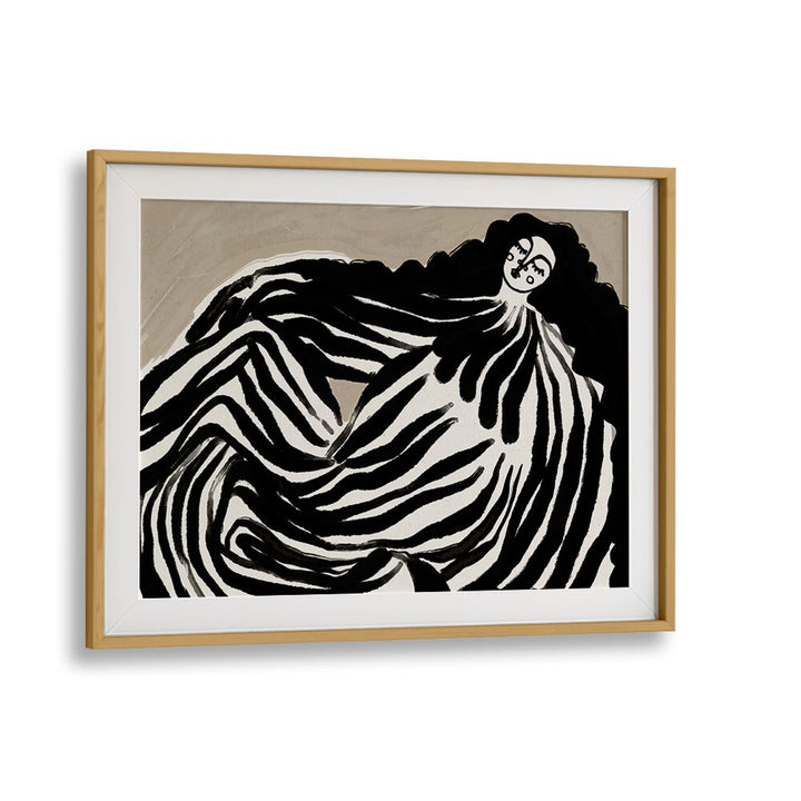 Dream Girl By Treechild Women Illustration Art Prints in Oak Wood Frame With Mount